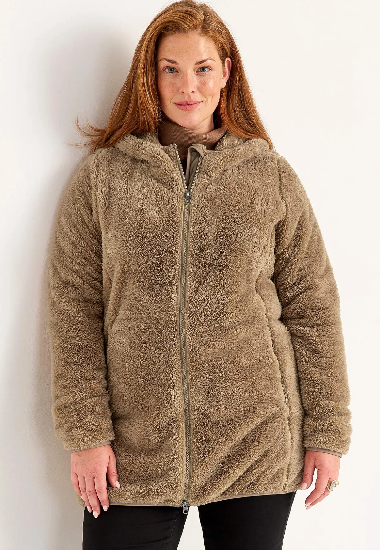 Kodikas fleece-takki hupulla