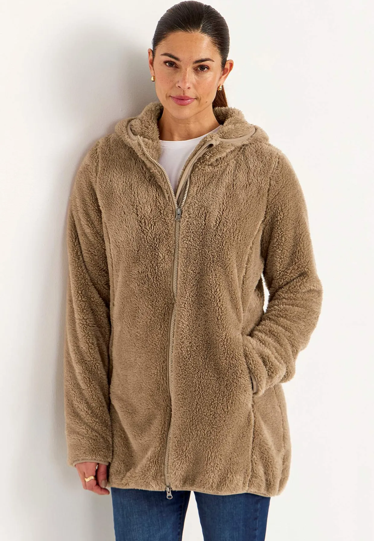 Kodikas fleece-takki hupulla