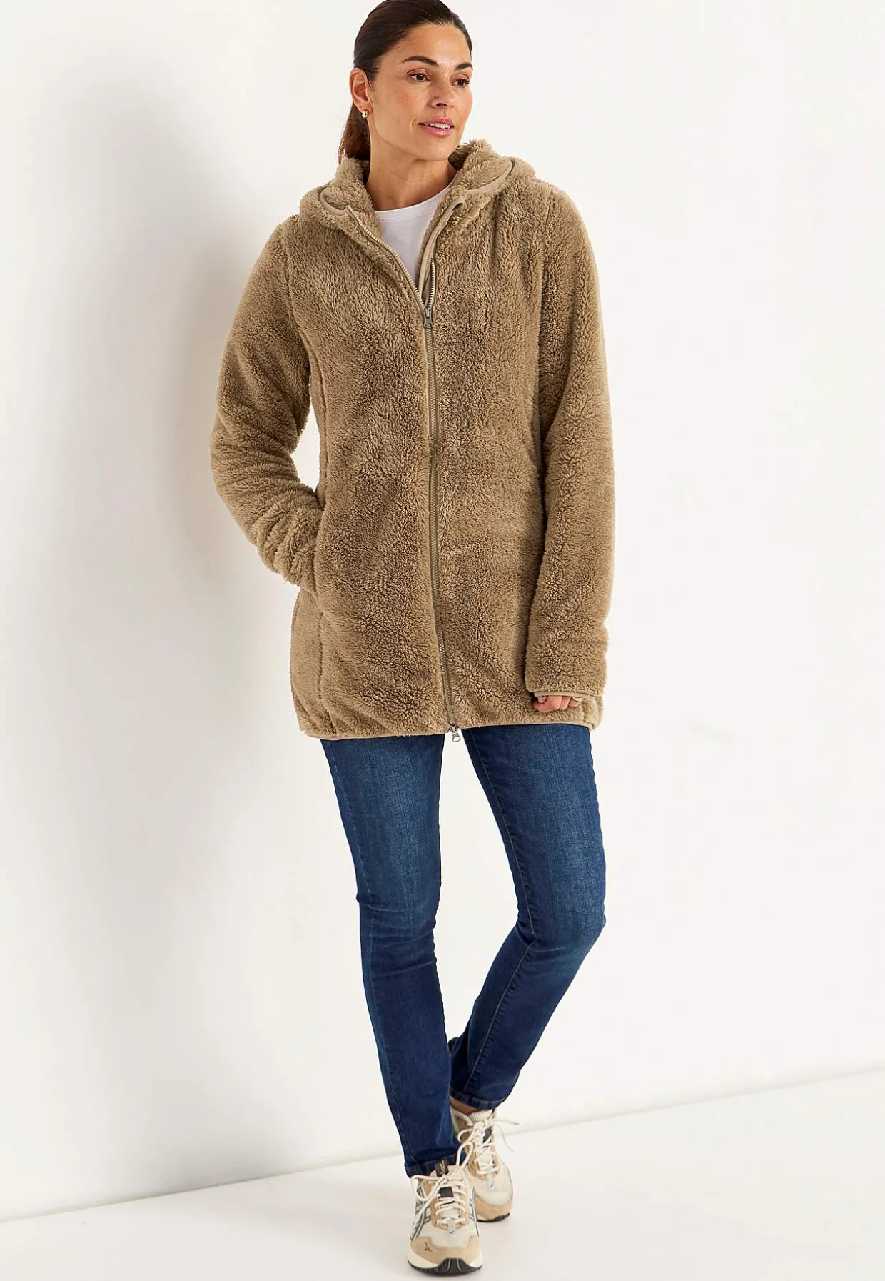 Kodikas fleece-takki hupulla