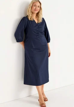 Mekko popliinista taskuilla