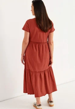 Mekko rypytetystä puuvillajersey-kankaasta