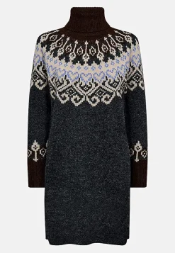 Neulottu mekko jacquard-kuviolla