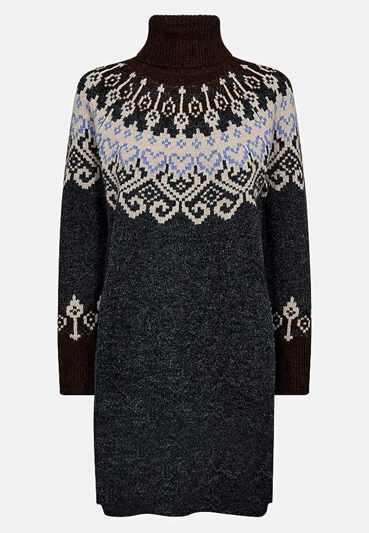 Neulottu mekko jacquard-kuviolla