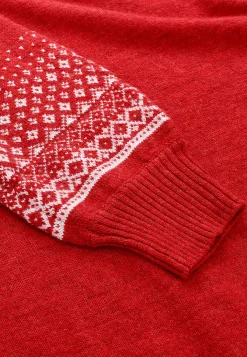 Neulottu mekko jacquard-kuvioisilla hihoilla
