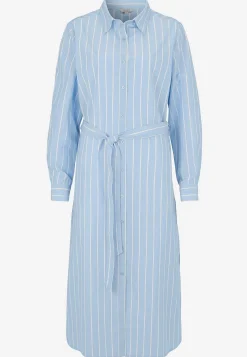 Raidallinen mekko taskuilla