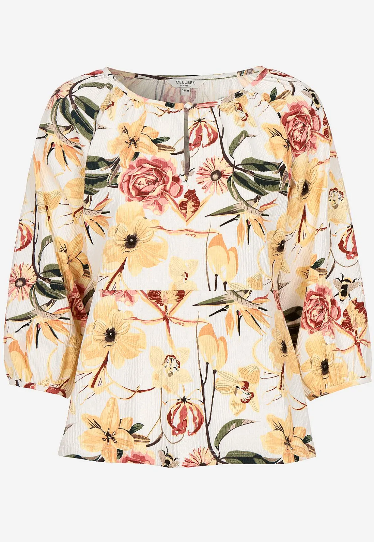 Toppi rypytetystä puuvillajersey-kankaasta