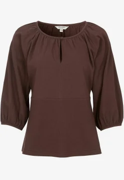 Toppi rypytetystä puuvillajersey-kankaasta